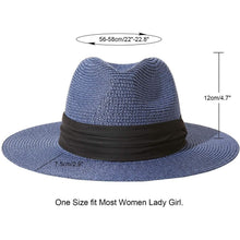 Load image into Gallery viewer, Women Wide Brim Straw Panama Roll up Hat
