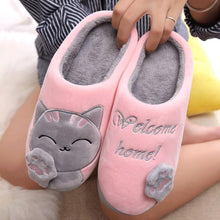 Load image into Gallery viewer, Women Winter Home Fur Slippers Cat Non-Slip Soft Warm House Indoor Bedroom Men Couples Memory Foam Floor Shoes Fluffy Slippers For Women Indoor Warm Furry Bedroom Slippers With Non Slip Outsole