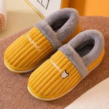 Load image into Gallery viewer, Women Winter Slippers Female Plush Thick Bottom Home Cotton Shoes Non-Slip Comfortable Indoors Flats Men's Plush Fleece Lined House Shoes Indoor Outdoor Anti-Skid Rubber Sole