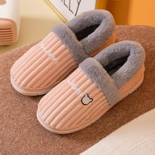 Load image into Gallery viewer, Women Winter Slippers Female Plush Thick Bottom Home Cotton Shoes Non-Slip Comfortable Indoors Flats Men's Plush Fleece Lined House Shoes Indoor Outdoor Anti-Skid Rubber Sole