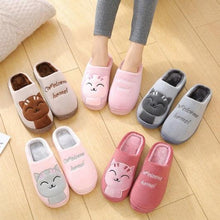 Load image into Gallery viewer, Women Winter Warm Home Slippers Couple Shoes Plush Cat Animal Slip On Soft Indoor Flats Comfort Cozy Memory Foam Scuff Slippers Slip On Warm House Shoes