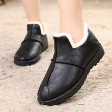 Load image into Gallery viewer, Women Winter Warm Luxury Shoes Waterproof Plush Leather Cotton Shoes Daily Home Non-slip Soft Sole Plush Lining Shoes Warm Fur Lined Booties Lace Up Flat Platform Elegant Comfortable Black Shoes