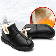 Load image into Gallery viewer, Women Winter Warm Luxury Shoes Waterproof Plush Leather Cotton Shoes Daily Home Non-slip Soft Sole Plush Lining Shoes Warm Fur Lined Booties Lace Up Flat Platform Elegant Comfortable Black Shoes