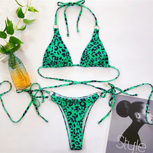 Load image into Gallery viewer, Women Wrap Around String Bikini Female Swimsuit Women Swimwear Women's Straps Halter Cross Front High Cut Adjustable 2 Pieces Bikini Set Swimsuit Two-pieces Lace Up Bikini Set Bathing Swim Suit