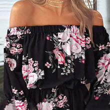 Load image into Gallery viewer, Women's 3/4 Length Sleeve Floral Ruffle Summer Spring Off Shoulder Dress