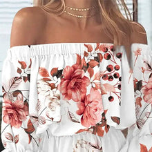 Load image into Gallery viewer, Women's 3/4 Length Sleeve Floral Ruffle Summer Spring Off Shoulder Dress