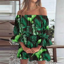Load image into Gallery viewer, Women's 3/4 Length Sleeve Floral Ruffle Summer Spring Off Shoulder Dress