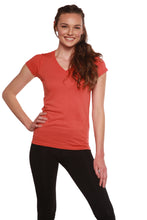 Load image into Gallery viewer, Women's Bamboo Viscose/Cotton V-Neck Cap Sleeve T-Shirt