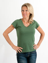 Load image into Gallery viewer, Women's Bamboo Viscose/Cotton V-Neck Cap Sleeve T-Shirt