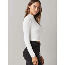 将图片加载到图库查看器,Women's Basic Mock Neck Long Sleeve Top