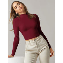 将图片加载到图库查看器,Women's Basic Mock Neck Long Sleeve Top
