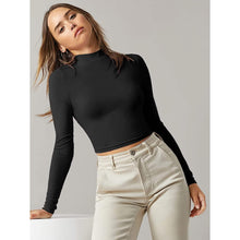 将图片加载到图库查看器,Women's Basic Mock Neck Long Sleeve Top