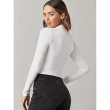 将图片加载到图库查看器,Women's Basic Mock Neck Long Sleeve Top
