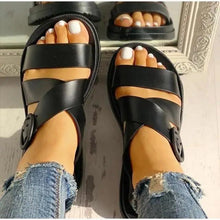 Load image into Gallery viewer, Womens Black Buckle Sandals Soft Casual Thick Comfort Fashion Stylish Design Women Sandals