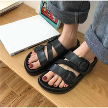 Load image into Gallery viewer, Womens Black Buckle Sandals Soft Casual Thick Comfort Fashion Stylish Design Women Sandals