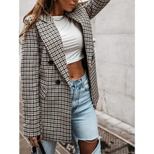 Load image into Gallery viewer, Women's Blazer Casual Jacket Long Sleeve Plaid Check Quilted