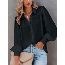 Load image into Gallery viewer, Womens Blouse Shirt Plain Button Long Sleeve
