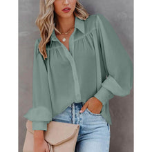 Load image into Gallery viewer, Womens Blouse Shirt Plain Button Long Sleeve