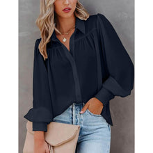 Load image into Gallery viewer, Womens Blouse Shirt Plain Button Long Sleeve