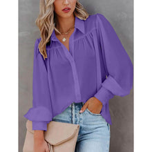 Load image into Gallery viewer, Womens Blouse Shirt Plain Button Long Sleeve