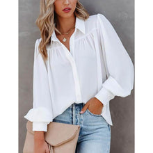 Load image into Gallery viewer, Womens Blouse Shirt Plain Button Long Sleeve