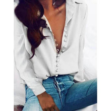 Load image into Gallery viewer, Women's Blouse Shirt Solid Colored Long Sleeve Button V Neck Basic Tops