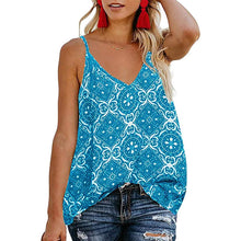 Load image into Gallery viewer, Women's Boho Floral V Neck Spaghetti Straps Tank Top Summer Sleeveless Shirts Blouse
