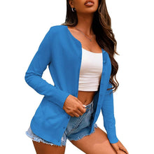Load image into Gallery viewer, Women's Button Down Crew Neck Long Sleeve Soft Knit Cardigan Sweaters