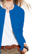 Load image into Gallery viewer, Women's Button Down Crew Neck Long Sleeve Soft Knit Cardigan Sweaters