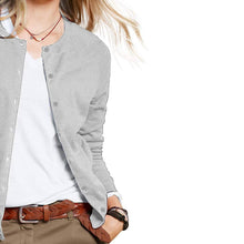 Load image into Gallery viewer, Women's Button Down Crew Neck Long Sleeve Soft Knit Cardigan Sweaters
