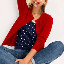Load image into Gallery viewer, Women's Button Down Crew Neck Long Sleeve Soft Knit Cardigan Sweaters