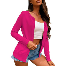 Load image into Gallery viewer, Women's Button Down Crew Neck Long Sleeve Soft Knit Cardigan Sweaters