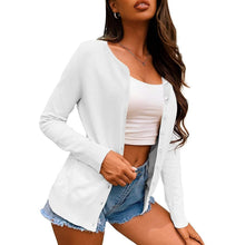Load image into Gallery viewer, Women's Button Down Crew Neck Long Sleeve Soft Knit Cardigan Sweaters