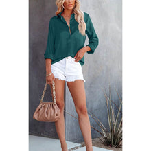 Load image into Gallery viewer, Women's Button Down Shirts Satin V Neck Long Sleeve