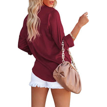 Load image into Gallery viewer, Women's Button Down Shirts Satin V Neck Long Sleeve