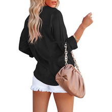 Load image into Gallery viewer, Women's Button Down Shirts Satin V Neck Long Sleeve