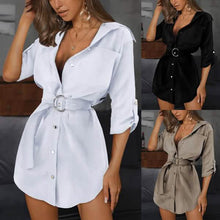 Load image into Gallery viewer, Women's Buttons Turn-Down Casual Shirt Dress