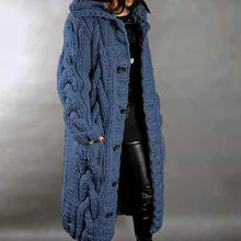 Load image into Gallery viewer, Women's Cardigan Sweater Jumper Cable Chunky Knit Hooded Solid Color Open Front