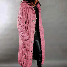 Load image into Gallery viewer, Women's Cardigan Sweater Jumper Cable Chunky Knit Hooded Solid Color Open Front