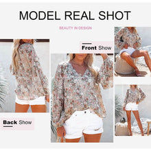 Load image into Gallery viewer, Womens Casual Boho Floral Print V Neck Long Sleeve Loose Blouse