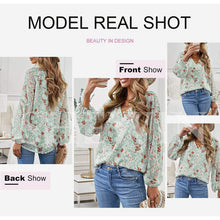Load image into Gallery viewer, Womens Casual Boho Floral Print V Neck Long Sleeve Loose Blouse