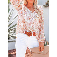 Load image into Gallery viewer, Womens Casual Boho Floral Print V Neck Long Sleeve Loose Blouse