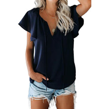 Load image into Gallery viewer, Women's Casual Boho V Neck Tops Drawstring T Shirt