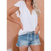 Load image into Gallery viewer, Women's Casual Boho V Neck Tops Drawstring T Shirt