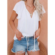 Load image into Gallery viewer, Women's Casual Boho V Neck Tops Drawstring T Shirt