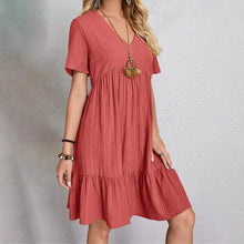 Load image into Gallery viewer, Women's Casual Dress Ruffle V Neck Midi Shift Dress