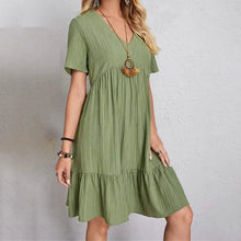 Load image into Gallery viewer, Women's Casual Dress Ruffle V Neck Midi Shift Dress