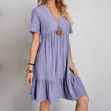 Load image into Gallery viewer, Women's Casual Dress Ruffle V Neck Midi Shift Dress