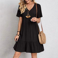 Load image into Gallery viewer, Women's Casual Dress Ruffle V Neck Midi Shift Dress