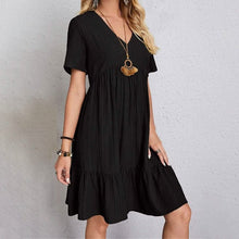 Load image into Gallery viewer, Women's Casual Dress Ruffle V Neck Midi Shift Dress